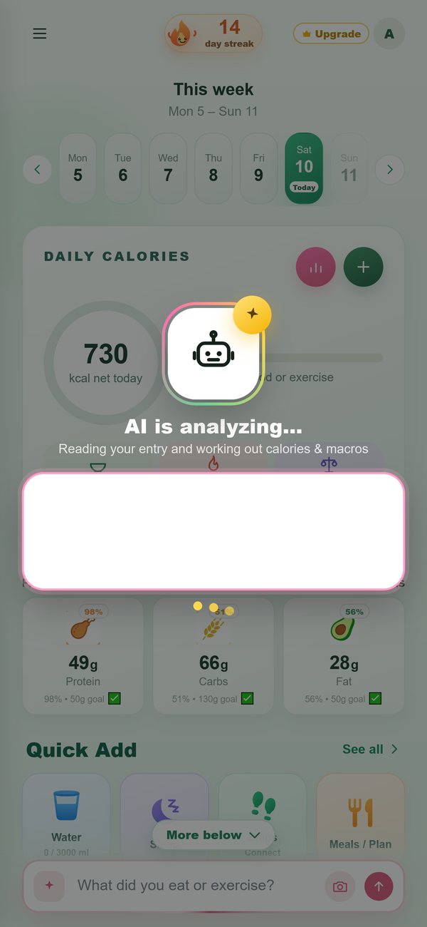 My Cal AI analyzing a food entry