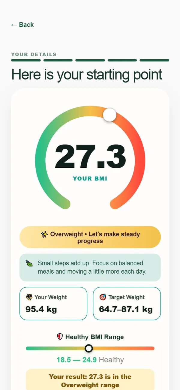 BMI result gauge