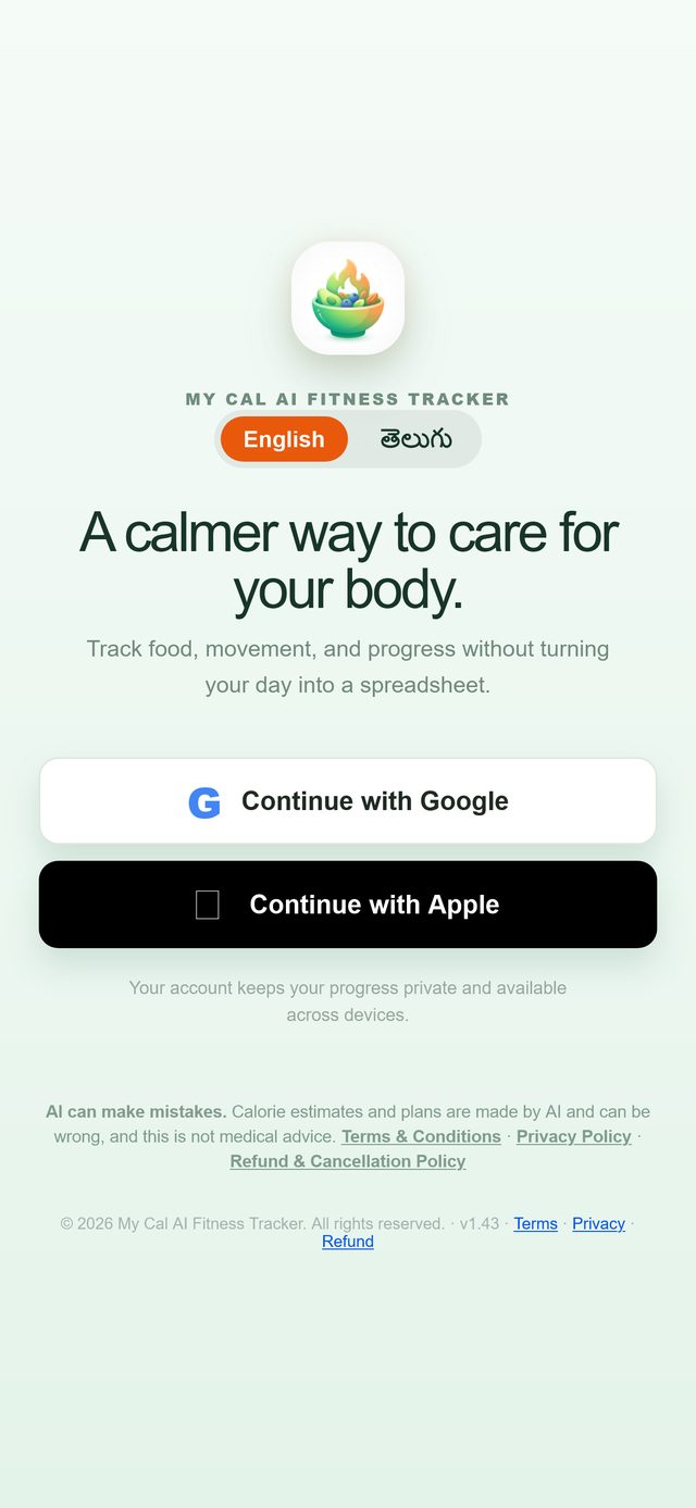 Sign in screen